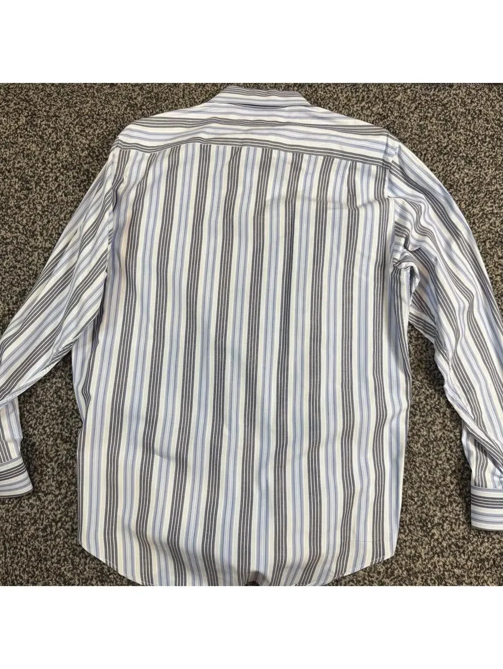 Banana Republic Button Up Shirt L Blue White Gray Striped 16-16.5